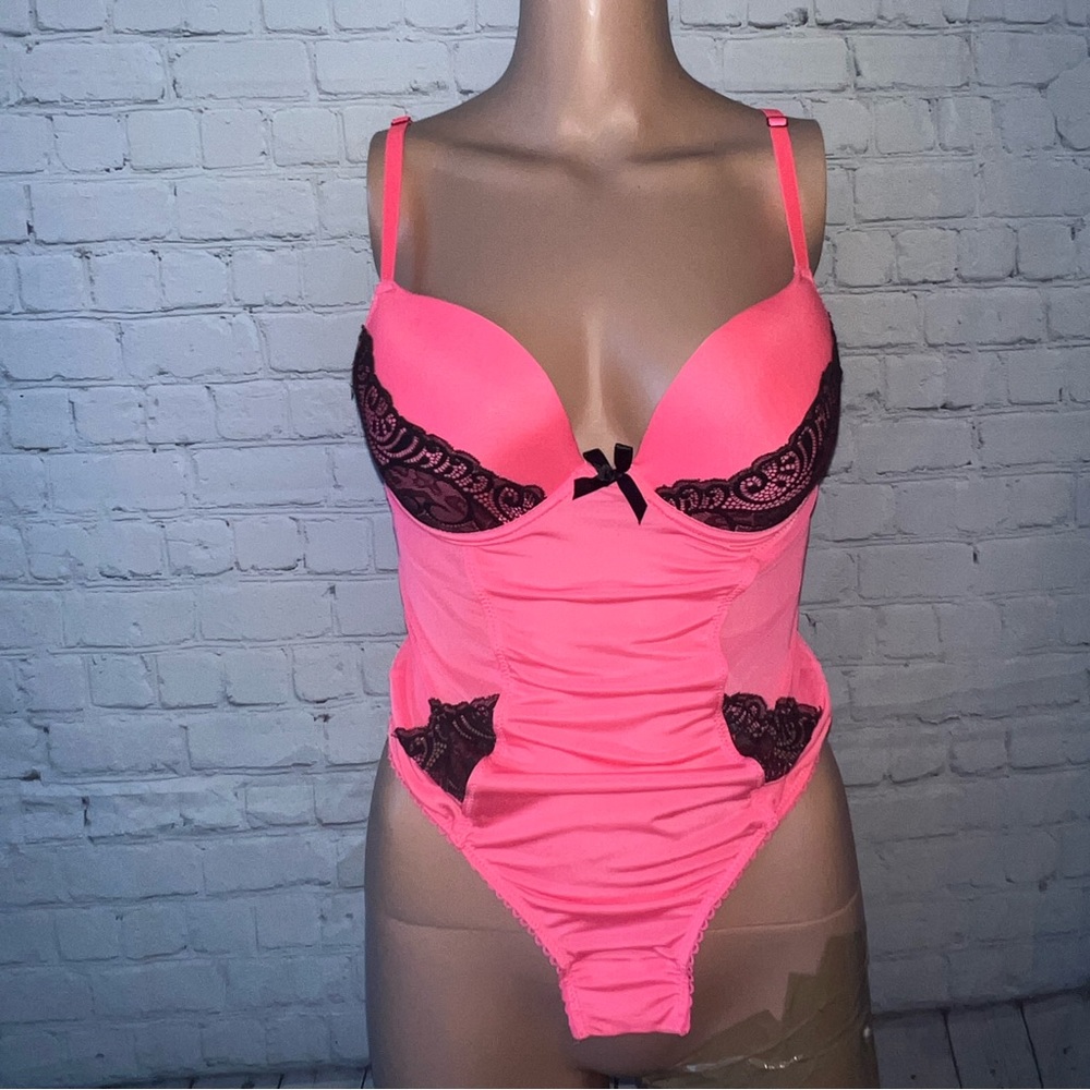 Black Fuschia Pink & Black Lingerie top size M